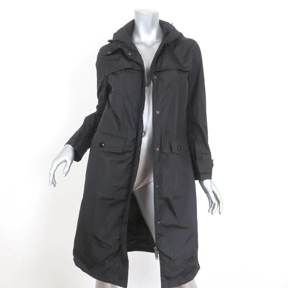 Prada Nylon Trench Coat Black Size 36 Belted Lightweight Coat - Picture 4 of 12